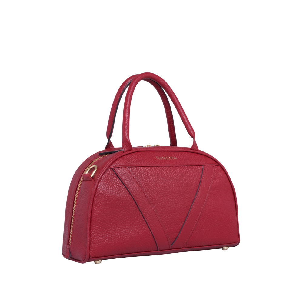 Small crossbody bag made of wine red leather